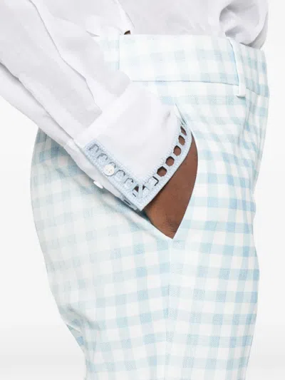 Ermanno Scervino Gingham-pattern Drawstring Trousers In Blue