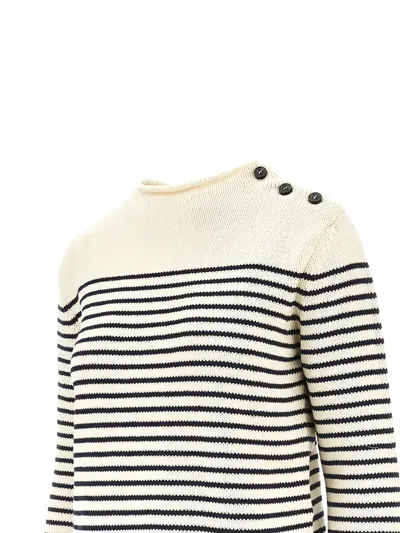 Weekend Max Mara Striped-pattern Button Sweater In Neutral