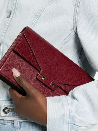 Tom Ford Mini Aube Flap Clutch Bag In Burgundy