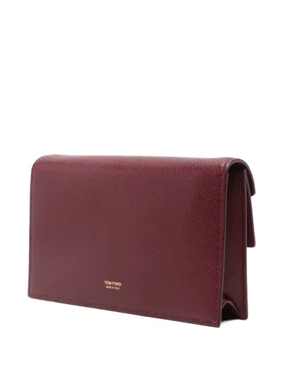 Tom Ford Mini Aube Flap Clutch Bag In Burgundy