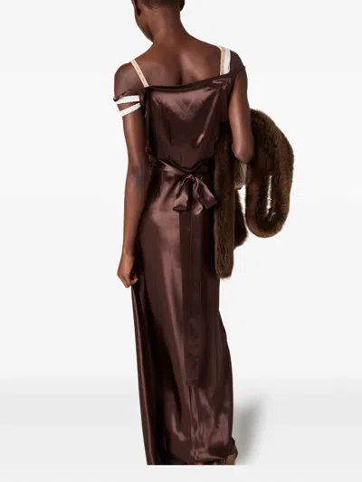 Miu Miu Flared Double-strap Maxi Dress In Multi