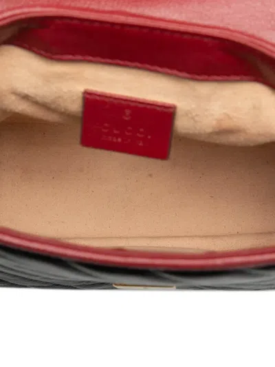 Pre-owned Gucci 2016-2025 Gg Marmont Matelasse Leather Torchon Top Handle Bag Satchel In Black