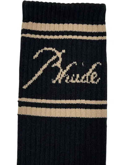 Rhude Script Logo Stretch-cotton Socks In Multi