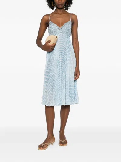 Ermanno Scervino Lace Pleated Midi Dress In Multi