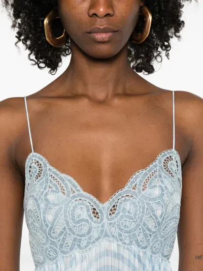 Ermanno Scervino Lace Pleated Midi Dress In Multi