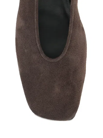 Giorgio Armani Suede Flat Pumps In Brown