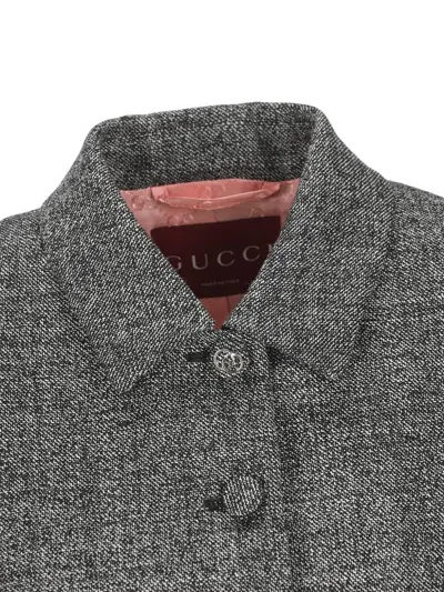 Gucci Wool Blazer Cropped Collar Long Sleeves Pockets In Gray