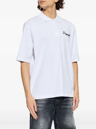 Dsquared2 Logo-embroidered Polo Shirt In White