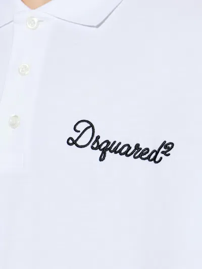 Dsquared2 Logo-embroidered Polo Shirt In White