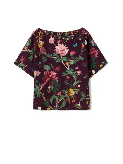 La Doublej Floral Short-sleeve Blouse In Multi