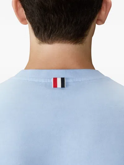 Thom Browne Short Sleeve Jersey T-shirt Rib Cuff Stripes In Blue