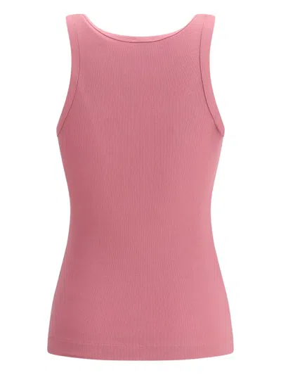 Pinko Ribbed Tank Top With Love Birds Logo In Pink