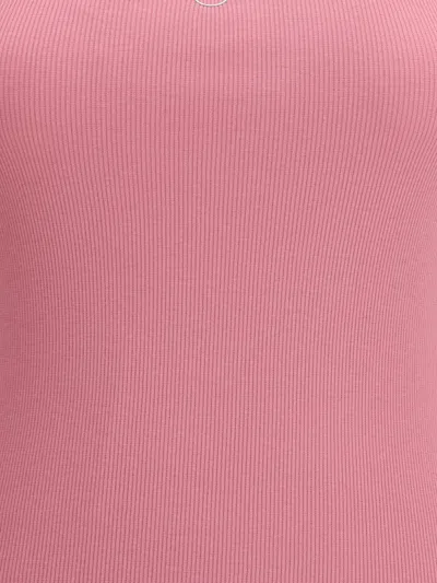 Pinko Ribbed Tank Top With Love Birds Logo In Pink