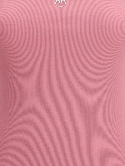 Pinko Ribbed Tank Top With Love Birds Logo In Pink