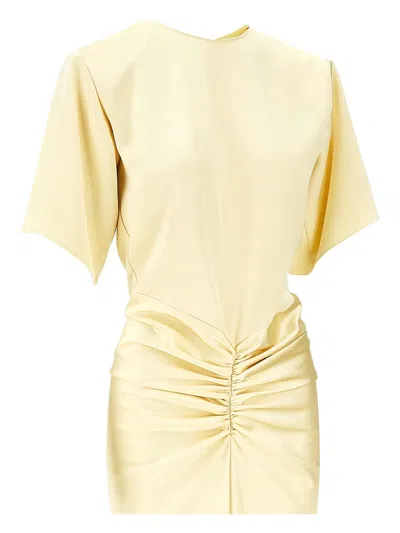 The Andamane Vanilla-coloured Iris Dress With Draping In Yellow