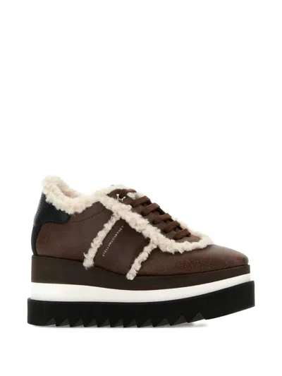 Stella Mccartney Alter Suede Sneak Elys Sneakers Shearling Platform In Brown