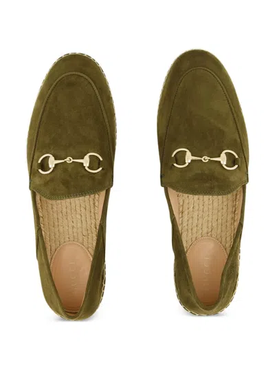Gucci Horsebit Suede Espadrilles In Green