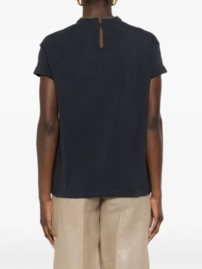 Brunello Cucinelli Stretch Cotton Jersey T-shirt With Precious Faux-layering In Multi