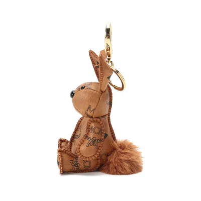 Mcm Rabbit Motif Keyring In Brown