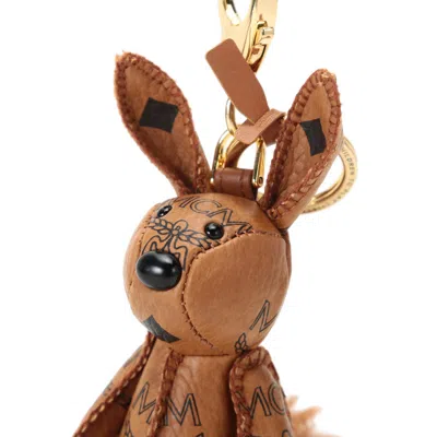 Mcm Rabbit Motif Keyring In Brown
