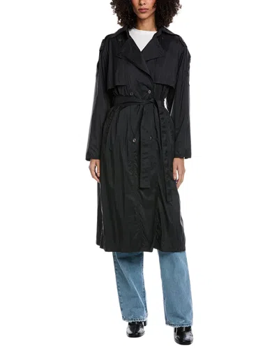 Moncler Deva Logo-patch Trench Coat In Black