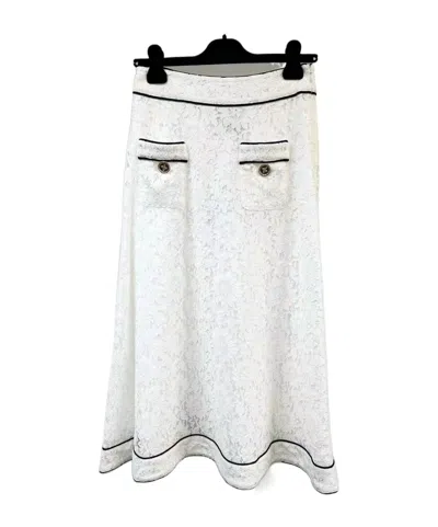 Edward Achour Paris Floral Pattern Midi Skirt In White