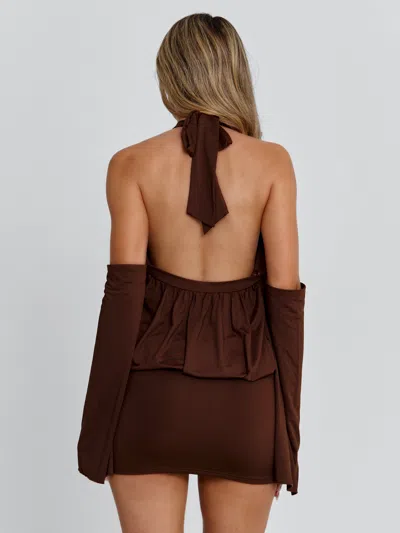 Outcast Celina Mini Dress Chocolate In Multi