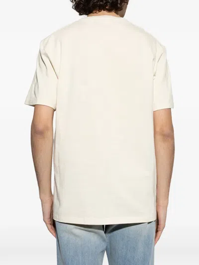 Alexander Mcqueen Men Cotton T-shirt With A Flocked Logo Printed In Neutral