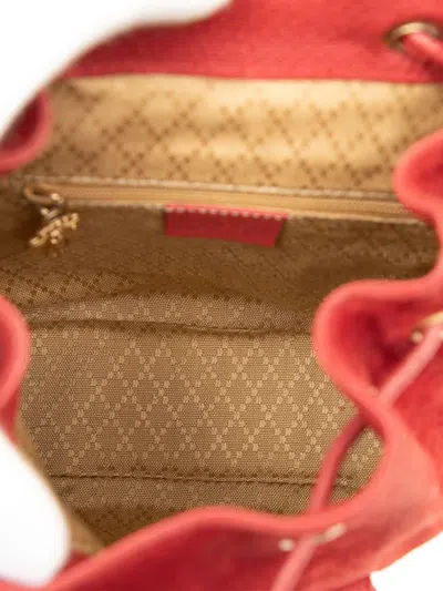 Pre-owned Gucci 2000-2015 Suede Bamboo Backpack In Red