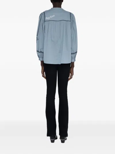 Zadig & Voltaire Tigy Embroidered Cotton Tunic In Blue