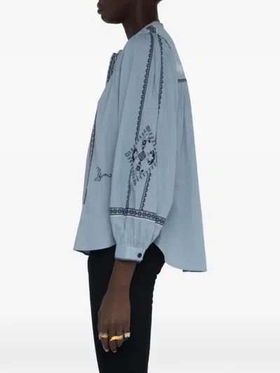 Zadig & Voltaire Tigy Embroidered Cotton Tunic In Blue