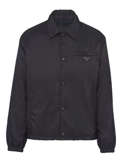 Prada Re-nylon Sporty Blouson Jacket Clothing In Black