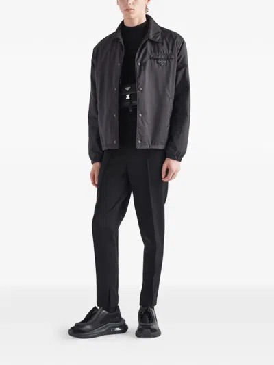 Prada Re-nylon Sporty Blouson Jacket Clothing In Black