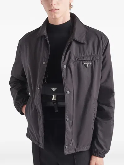Prada Re-nylon Sporty Blouson Jacket Clothing In Black