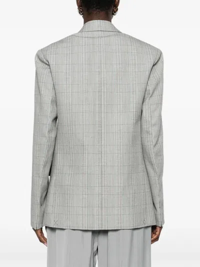 Victoria Beckham Check Wool Double-breasted Tailored Jacket Clothing In Gray