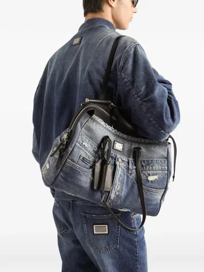 Dolce & Gabbana Vittoria Denim Tote Bag In Multi