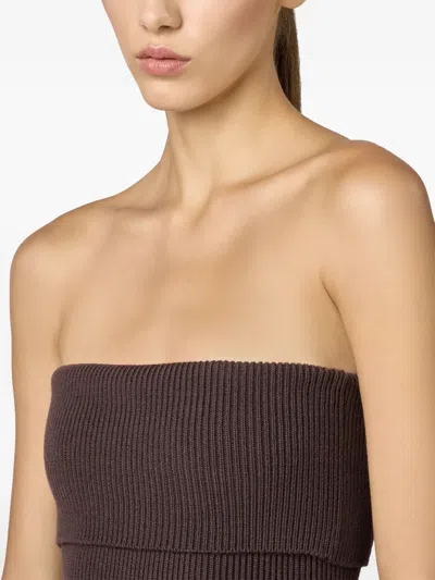 针织皮质中长连衣裙