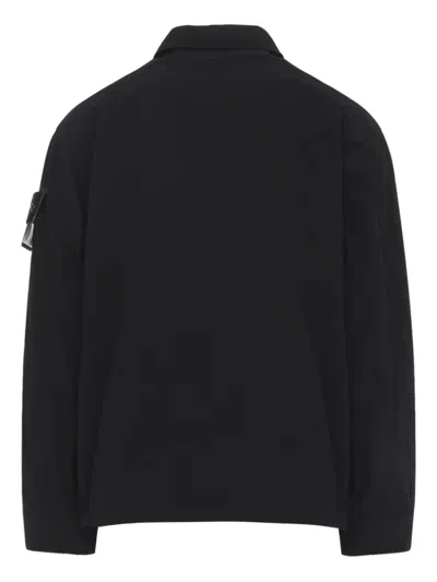 Stone Island Jacket Arm Patch Collared Design Front Pockets In Black