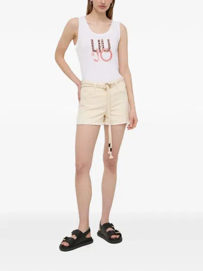 Liu •jo Frayed Rope-belt Shorts In White