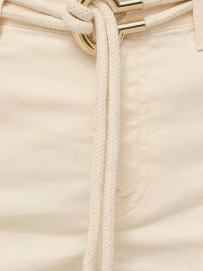 Liu •jo Frayed Rope-belt Shorts In White