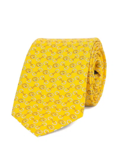 Gucci Horsebit Interlocking G Tie In Yellow