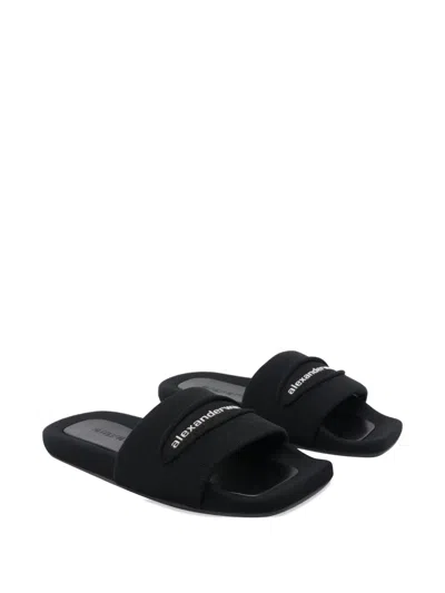 Alexander Wang Logo Squared-toe Slides In Multi