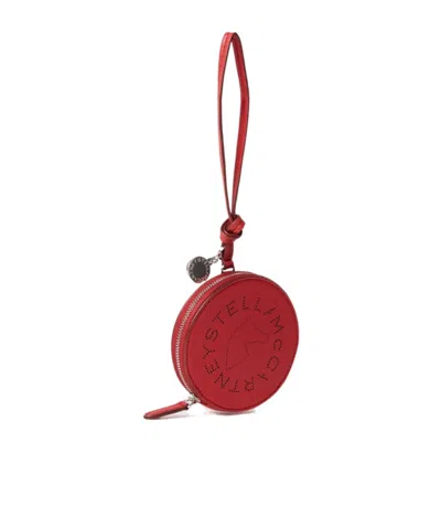 Stella Mccartney Perforated Round Keyring In Red