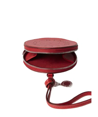 Stella Mccartney Perforated Round Keyring In Red