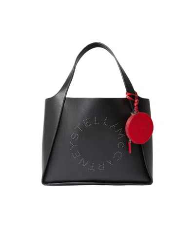 Stella Mccartney Perforated Round Keyring In Red