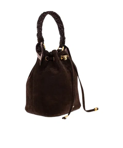 Amiri Micro Ma Drawstring Bucket Bag In Brown