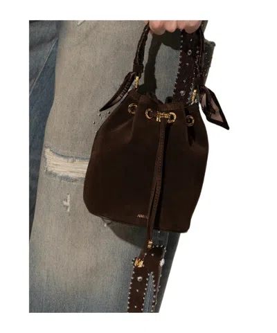 Amiri Micro Ma Drawstring Bucket Bag In Brown