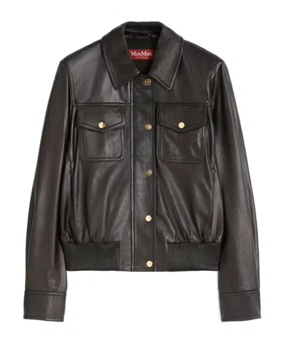 Max Mara Chest-pocket Button-fastening Jacket In Black