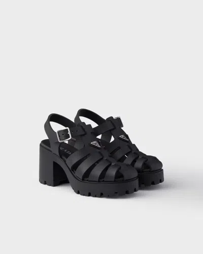 Prada Sandals Buckle Detail Chunky Sole Open Toe In Black