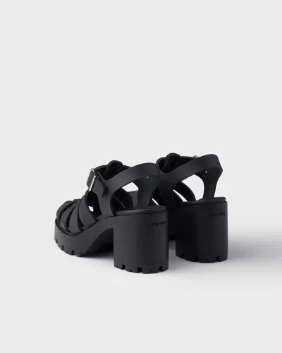 Prada Sandals Buckle Detail Chunky Sole Open Toe In Black